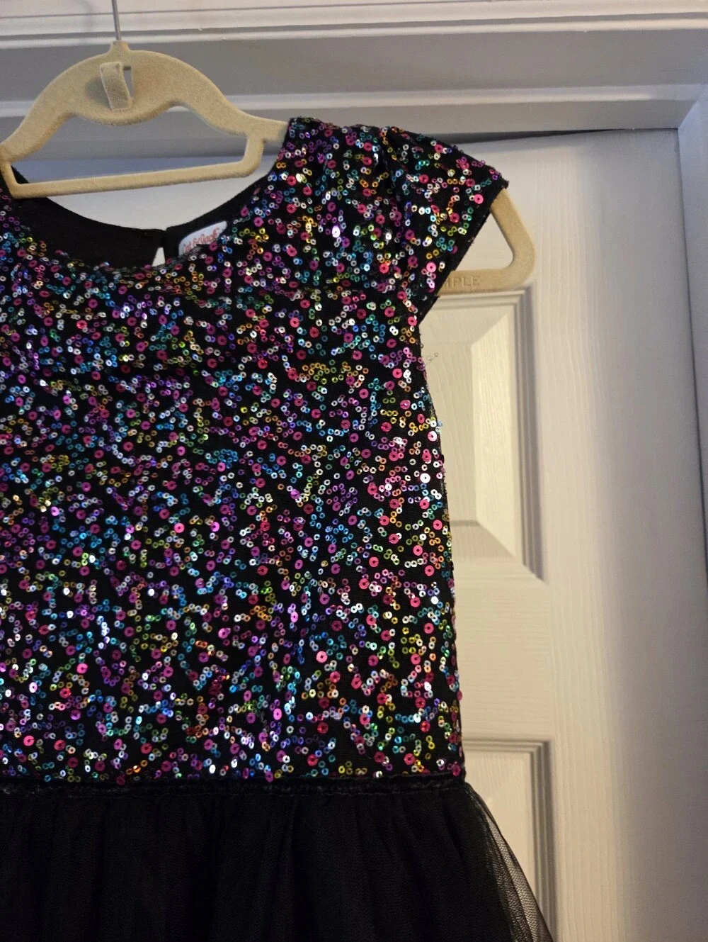 Cat & jack black & colorful sequin dress xl 14/16 sleeveless tulle